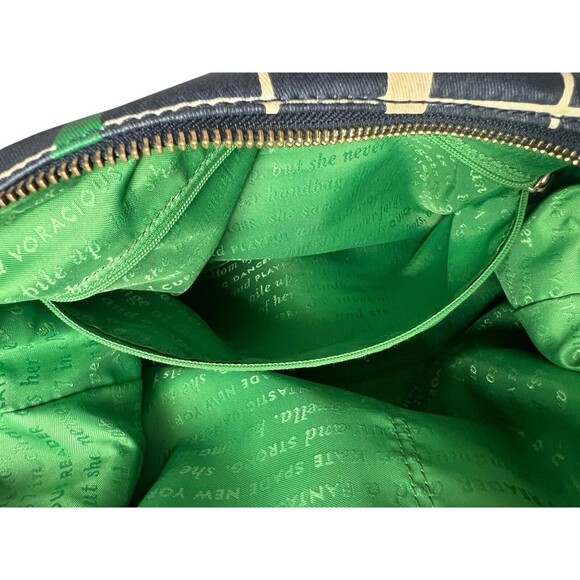 kate spade Checkmate Coated Twill 'Riley' Small Satchel Handbag Kelly Green Rare - Picture 14 of 15